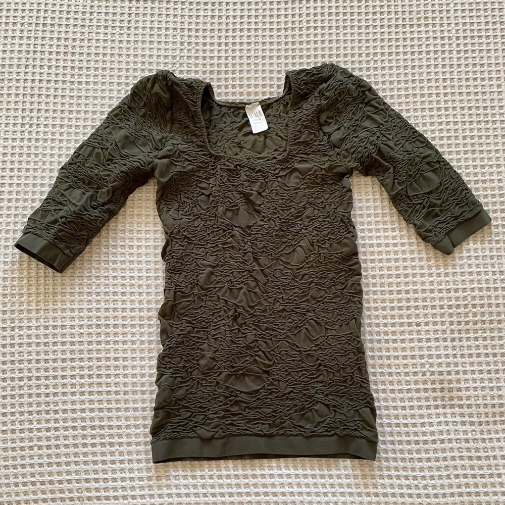 Bodycon Olive Green/khaki green Top/ Ruched Spandex